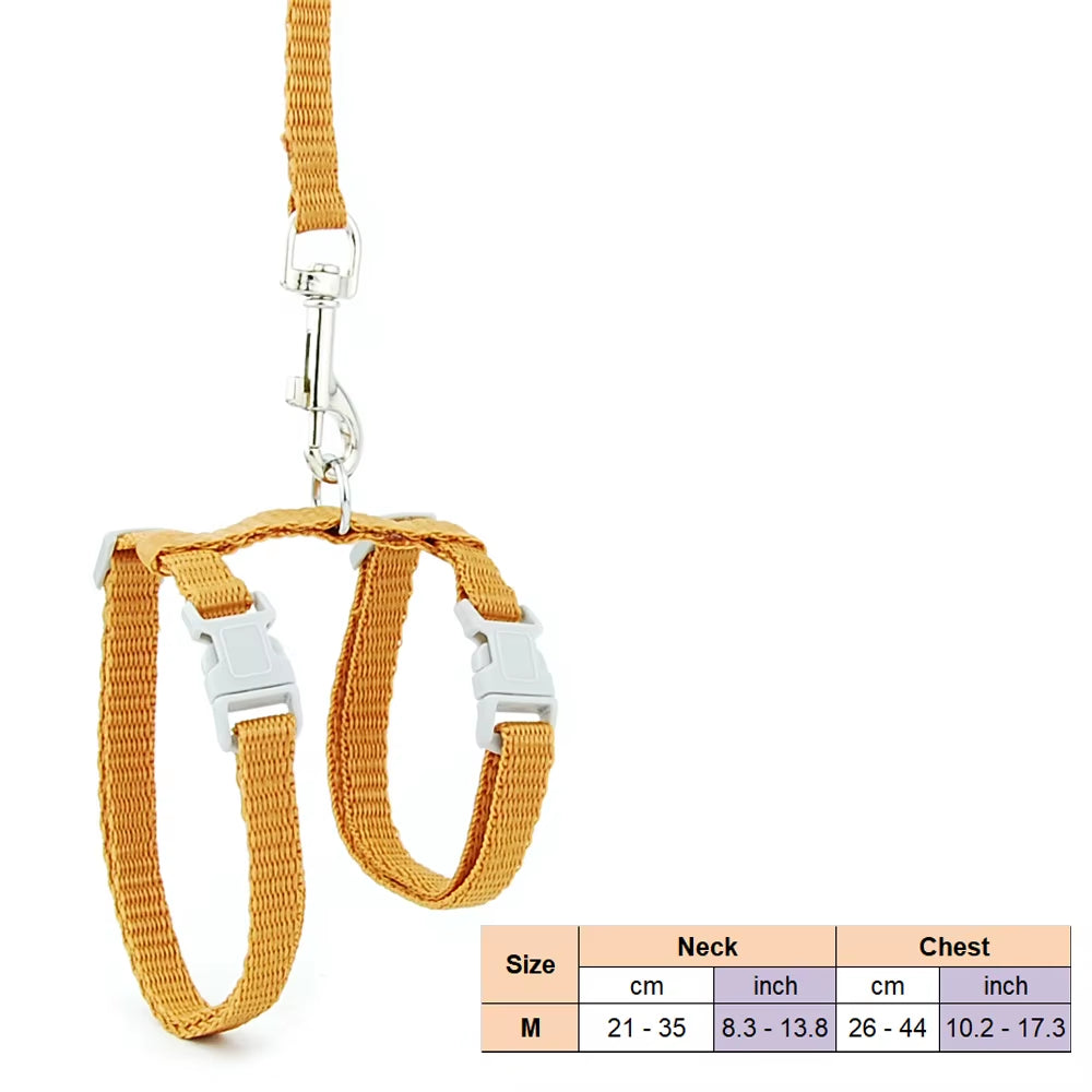 Cat Dog Collar Harness Leash Adjustable Nylon Pet Traction Cat Solid Halter Collar Cats Products Pet Harness Belt for Size M