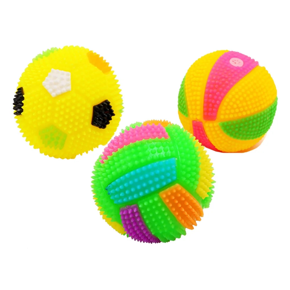 Squeaky Dog Toys LED Flashing Light up Color Changing Sound Bouncing Funny Pet Dogs Ball Toy
