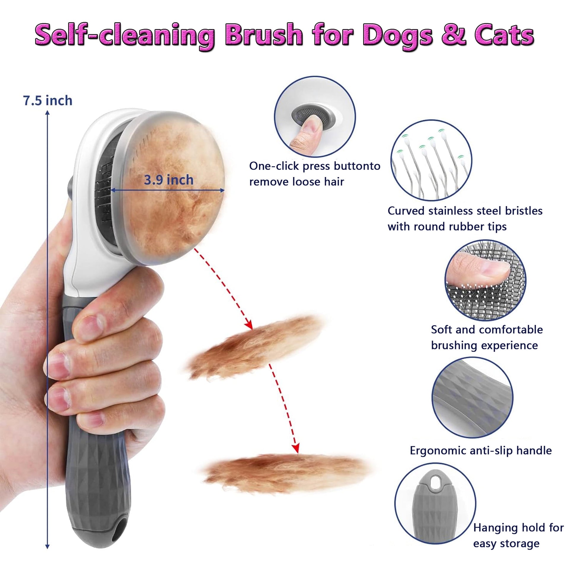 7 Pcs Cat Dog Brush Grooming Kits, Best Combo Brush for Dogs Cats