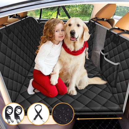 Dog Car Seat Cover with 3 Hard Panels Holds 340Lbs,Waterproof Backseat Extender for Large Dogs,600D Heavy Nonslip Puppy Pet Seat Cover for Car,Truck,Suv