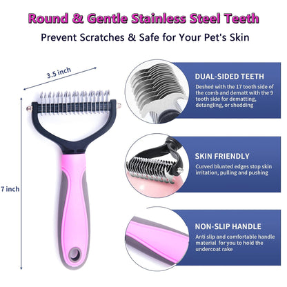 7 Pcs Cat Dog Brush Grooming Kits, Best Combo Brush for Dogs Cats