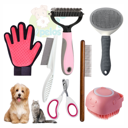 GroomMate™ – 7-Piece Pet Grooming Kit (Blue or Pink)
