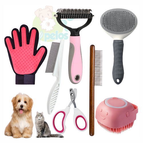 GroomMate™ – 7-Piece Pet Grooming Kit (Blue or Pink)