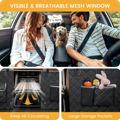 Dog Car Seat Cover with 3 Hard Panels Holds 340Lbs,Waterproof Backseat Extender for Large Dogs,600D Heavy Nonslip Puppy Pet Seat Cover for Car,Truck,Suv